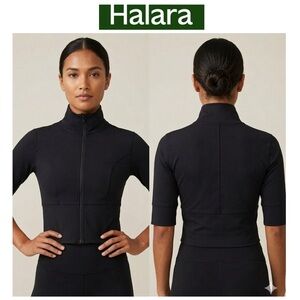 HALARA Black Unisex Cropped Full Zip High Neck Women’s size Small Top